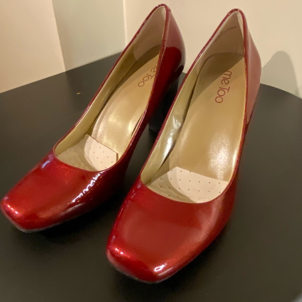 Me Too PEBBLES Red Patent Leather Square Heel 8.5